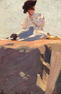 Ernest Leonard Blumenschein, Untitled (Woman Seated on Rock), 1913