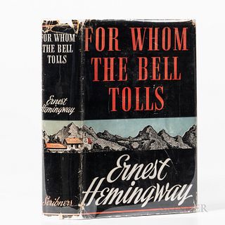 Hemingway, Ernest (1899-1961), For Whom the Bell Tolls. New York: Charles Scribner's Sons, 1940. First Edition with "A" at end of copyr