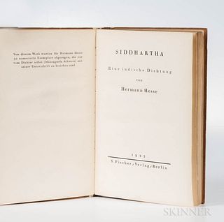 Hesse, Hermann (1871-1962) Siddhartha, First Trade Edition. Berlin: S. Fischer, 1922. Octavo, with the phrase, "Erste bis sechste Aufla