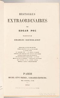 Poe, Edgar Allan (1809-1849) trans. Charles Baudelaire (1821-1867) Histoires Extraordinaires. Paris: Michel Levy Freres, 1856. First ed