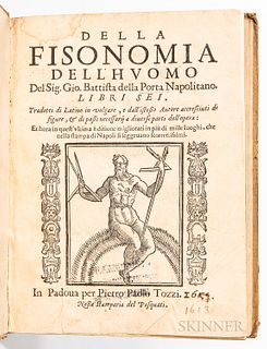 Porta, Giambattista dell (c. 1535-1615) Della Fisonomia dell'huomo. Padova: Pietro Paolo Tozzi, c. 1613. Later binding in tan boards, t