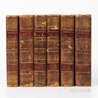 Shakespeare, William (1564-1616), The Plays of William Shakspeare. London: T. Bensley, 1807. Six volumes half-bound in leather with mar