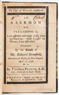 Prince, Thomas (1687-1758) The Case of Heman considered. In a Sermon on PSAL. LXXXVIII. 15... Occasioned By the Death of Mr. Edward Bro