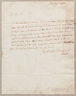 Lafayette, Marquis de (1757-1834) Autograph Letter Signed, Paris, May 14, 1824, addressed "My dear Sir," written in English introducing