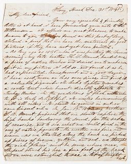 Mount, William Sidney (1807-1868) Autograph Letter Signed, Stony Brook, 31 December 1848. Single folded folio woven paper inscribed on