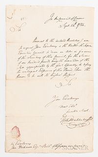 Muhlenberg, Frederick A. (1750-1801) Autograph Letter Signed, 24 September 1784. Single folio leaf, laid "WM" marked paper, inscribed o