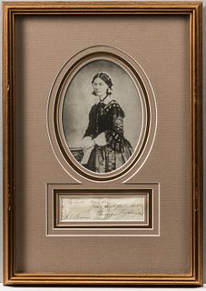 Florence Nightingale Framed Autograph, undated. The signature clipped from a letter addressed to Dr. Williams, framed with an portrait