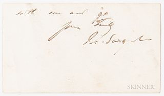 Sargent, John Singer (1856-1925) Autograph Note Signed, before 1885, Sargent's Paris calling card inscribed to "My dear Julian" [?] wit