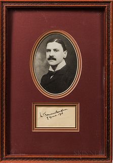 Two Framed Autographs Including Somerset Maughan and John Philip Sousa. John Philip Sousa signed on a card and framed with a photograph