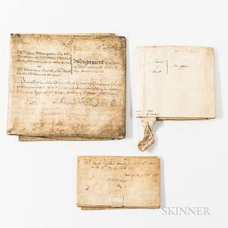 Three Early British Indentures on Vellum. A mortgage between "Richard Reader of Ashford in the county of Kent, Physician and Susanna Ha
