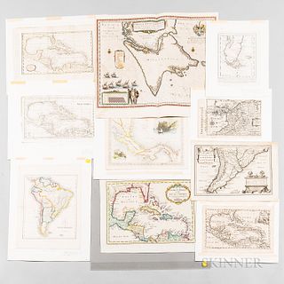 Thirty-five Maps of Central and South America, c. 1635-1851. Geographical maps, the majority being hand-colored and some with illustrat