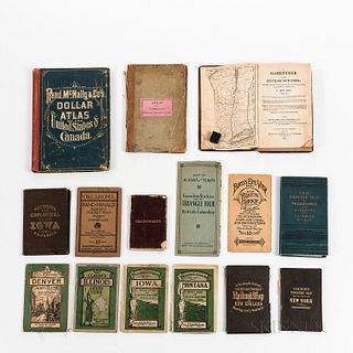 Fourteen North American Maps, Road Atlases, and Railroad Maps, c.1813-1890. Road atlases for U.S. states, including Montana, Massachuse