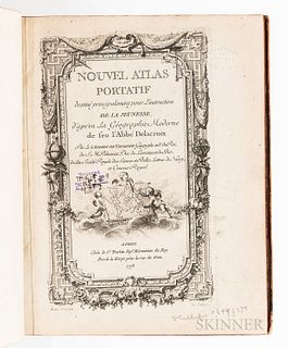 Vaugondy, Robert, Nouvel Atlas Portatif. Paris: Chez le Sr. Fortin, 1778. Fully bound in mottled calf, red morocco spine label and gilt
