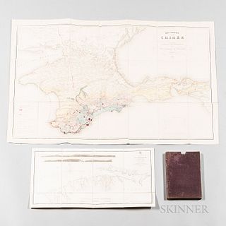 Two Maps of the Crimean Peninsula. Huot, J.J.N., Carte Geologique de la Crimee. Paris: Ernest Bourdin, 1853, colored map of the Crimean