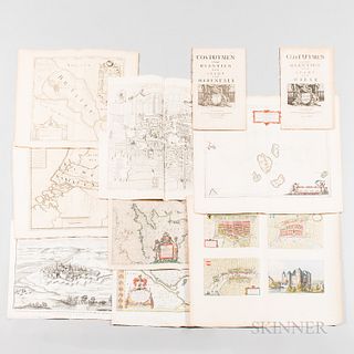 Eight 17th/18th Century European Maps and Two 17th Century Costume Books, maps include View of Casal, a very strong City and Castle in