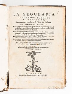 Ruscelli, Girolamo (1518-1566), La Geografiai di Claudio Tolomeo Alessandrino. Venice: Vincezo Valgrisi, 1561. Fully bound in dark brow