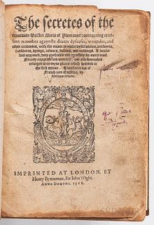 [Ruscelli, Girolamo[ (1518-1566) The Secretes of the Reverend Maister Alexis of Piemount. London: Henry Bynneman for John Wight, 1568.
