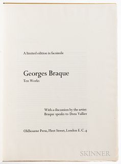 Braque, Georges (1882-1963) Phoebus Collotypes, Ten Works. London: Oldbourne Press, [1963]. Large folio, copy number 52 of 200, illustr
