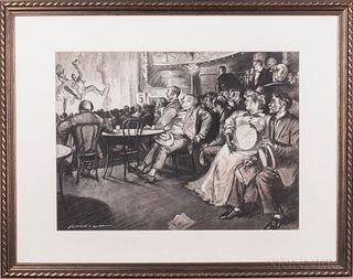 Raleigh, Henry Patrick (1880-1944) Vaudeville Act Five, c. 1910. Charcoal with white highlights, signed l.l., depicting a crowd happily