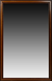 French Louis Philippe Carved Mahogany Overmantel Mirror, 19th c., the stepped rectangular frame around a conforming plate, H.- 60 in., W.- 38 1/2 in.