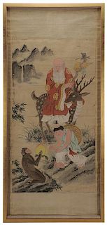 Chinese Scroll Painting, Elder Riding