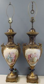 Pair Of Large And Impressive Sevres Bronze Mounted