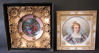 A  Framed Royal Vienna Porcelain Plate Together