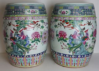 Pair of Chinese Famille Rose Garden Seats.