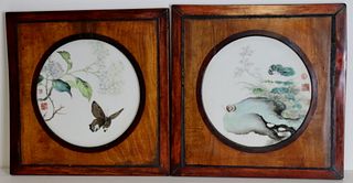 Pair of Chinese Enamel Decorated Plaques.