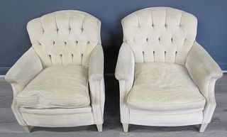 A Pair Of Down Filled And Silk Upholstered Club