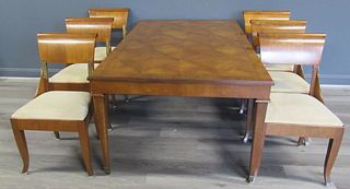 Baker Signed Midcentury Table And Chairs.