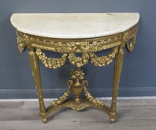 Louis XV 1 Style Carved And Giltwood Marbletop