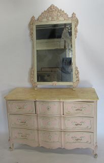 Antique Paint Decorated Louis XV Style Commode