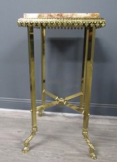Victorian Gilt Brass And Marbletop Pedestal.