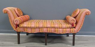 Antique & Fine Quality Upholstered Wing Arm Bench