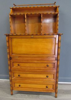 Antique Bamboo Form Desk / Etagere Cabinet.