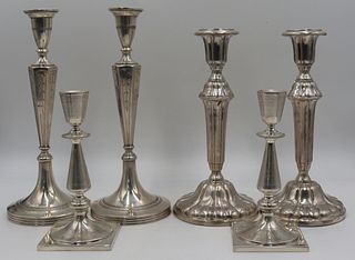 SILVER. (3) Pair of Continental Candlesticks.
