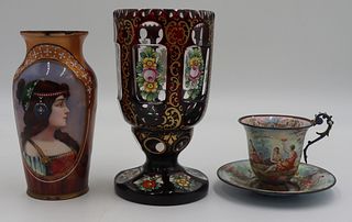 Assorted Enamel Decorated Items.