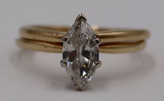 JEWELRY. 14kt Gold and Marquise Diamond Ring Suite