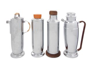 A Group of Four Chromed Metal Cocktail Shakers