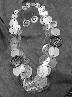 Marirose, Necklace and earrings from Recycled Materials