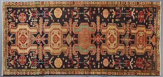Semi-Antique Azerbaijan Caucasian Carpet, 4' 1 x 8' 7.