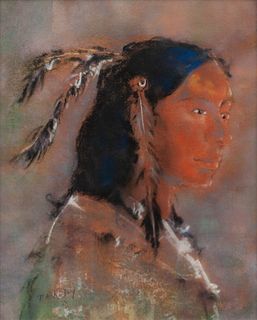 Pawel Kontny
(Polish/American, 1923-2002)
Portrait of an Indian with Feathers