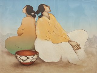 R.C. Gorman
(Dine, 1932-2005)
Untitled (Two Maidens), edition 27/150, 1989