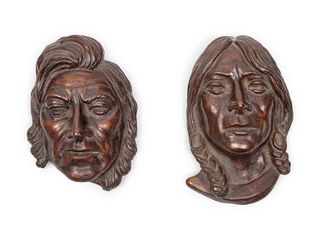 Earle Heikka
(American, 1910-1941)
Two Recast Bronze Masks, 1974
