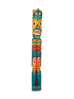 Reproduction Northwest Coast-Style Polychrome Totem Pole
Height 83 inches