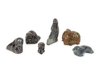 Six Inuit Soapstone Animal Figures
height of tallest 10 1/2 inches