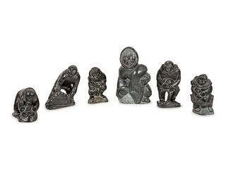 Six Inuit Soapstone Carvings
height of tallest 12 inches