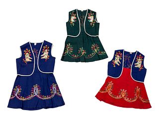 Collection of Six Girls' Western Skirt/Vest Outfits