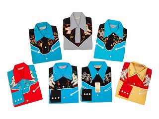 Seven H Bar C Ranchwear Children's Shirts, each embellished with colorful decals and embroidery